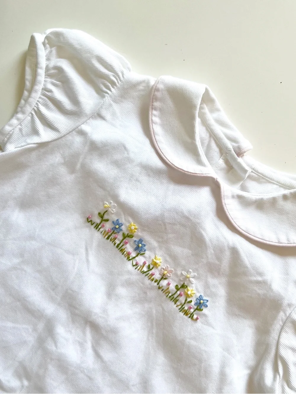 Francis Johnston White Flower Embroidered Peter Pan Collar Dress | 12m